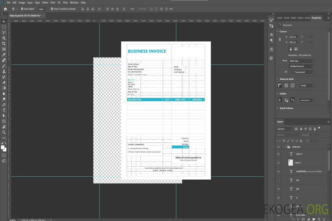 Modèle de facture professionnelle de base template